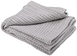 Abeille 100% Cotton Cellular Blanket, Grey - Pack of 4