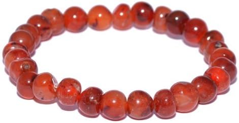 Stretch Red Carnelian Beaded Mala Mens Bracelet 8mm