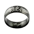 Steel Tribal Heart Design Black Ring
