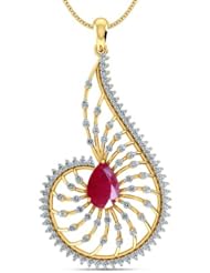 Diamond (1.02 Ct, IJ-SI), 18 Kt Yellow Gold Komal Tear- Drop Pendant