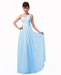 Zlass Simple and Elegant Chiffon Misunderstanding Dress, Bridesmaid Dress (8, biue)