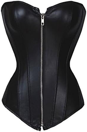 Sue Shop Wholesale Womens Faux Leather Waist Trainer Corset/Bustiers for Weight Loss,Black Zip,XXXL