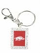 Licensed Arkansas Razorbacks Keychain with Rhinestones Fashion Jewelry