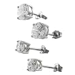 Sterling Silver Basket-set CZ 2-pair Earring Set