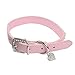 Leegoal Sparkly Crystal Heart Shape Pendant PU Leather Pet Collar for Dogs Cats (Pink,M Size)