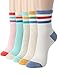 OSABASA Womens Fashion Cotton Crew Socks Stripe Printing-3 to 7 pack