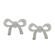 Sterling Silver CZ Pave Bow Earrings