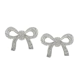 Tressa Sterling Silver CZ Pave Bow Earrings