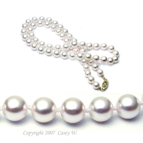 AAA Quality 18 Inch Round 6.5-7mm White Akoya SaltWater Cultured Pearl Necklace