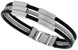 Cable and Rubber Bracelet,8 Solid Surgical Stainless Steel,