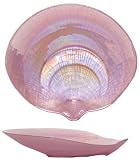 Large Glass Orchid Pink Abalone Shell Dish 11" x 12"