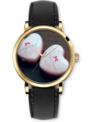 SPRAWL Aanalog Fashion Series Gold Ladies Watches of Genuine Black Leather Strap,Unique Wrist Watch for Women Girls Designed with two Hearts