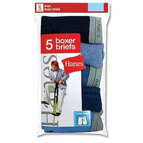 Boys Hanes 5 Pair Cotton Boxer Briefs Assorted - B749B5