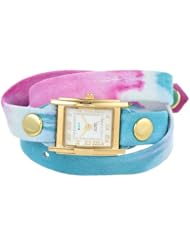 La Mer Collections Womens LMSTW3000 Malibu Tie Dye Blue Gold Wrap Watch