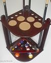 10 Cue Stick and Pool Table Ball Floor Rack Mahogany Finish