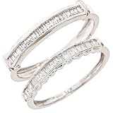 1/2 Carat T.W. Baguette Cut Diamond Matching Wedding Rings Set 14K White Gold - Size 7