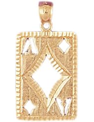 Dazzlers Solid 14k Gold Ace Diamond Playing Card Charm Pendant Available in three colors from jewelsberry (weights: 2.3 grams only)
