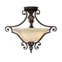 Capital Lighting 3513CB Manchester Collection 3-Light Semi-Flush, Chesterfield Finish with Rust Scavo Glass