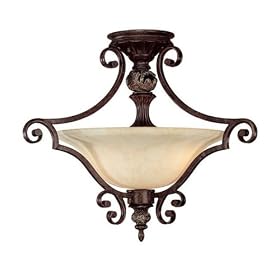 Capital Lighting 3513CB Manchester Collection 3-Light Semi-Flush, Chesterfield Finish with Rust Scavo Glass