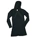 Black long sleeve tunic length hang out hoodie with V neck. 5 Adult sizes