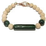 Malachite Bracelet 05 Strand Riverstone Green White Genuine Gemstone Crystal Healing Copper Clasp Stone