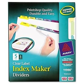 Index Maker Clear Label Contemporary Color Dividers, 5-Tab, 5 Sets/Pack