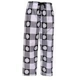 White Black Check Volleyball Motif tie cord flannel cotton pants for lounging, sleep, sports. Unisex relaxed fit,