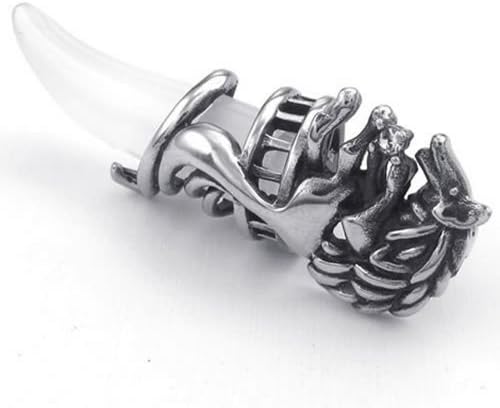 Our Belong Mens Tribe Wolf Tooth Crystal Stainless Steel Pendant Necklace, 18-26 inch Chain