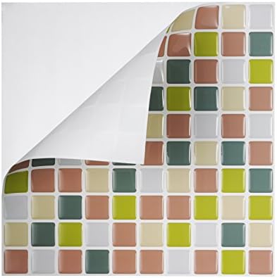 Tic Tac Tiles - High Quality Peel and Stick Wall Tile in Square Beigegreen (6)