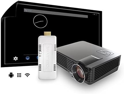 LED Video Projector Office HD Home Cinema Theater Projector COMPLETE PACKAGE with Wi-Fi SmartStick Custom Android PC Mini Computer (Custom Projection Screen Options)