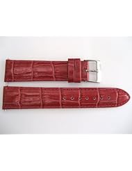 20MM MAGENTA PADDED STITCHED CROCO GRAIN LEATHER BAND FITS ANNE KLEIN