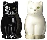 UPC 063713155924 product image for Abbott Collection Sitting Cat Salt and Pepper Shakers, Black/White | upcitemdb.com
