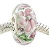 Low price MURANO Style GLASS Purple Plumeria CHARM for European Bead Bracelet