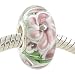 MURANO Style GLASS Purple Plumeria CHARM for European Bead Bracelet