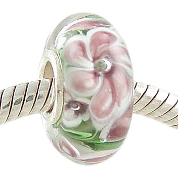 MURANO Style GLASS Purple Plumeria CHARM for 