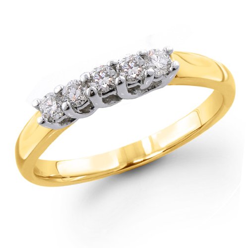 14K Yellow Gold 1/4 ctw. Five - Stone Diamond Wedding / Anniversary Band (G-H;SI1-2)
