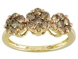 10KT 1.00CTW CHAMPAGNE DIAMOND CLUSTER RING ERV=1000.00