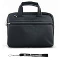Black Travel Organized Carrying Slim Messenger Bag Case with Optional Adjustable Shoulder Strap for Sony DVP-FX970 9-Inch Portable DVD Player + Includes a eBigValue Determination Hand Strap Key Chain