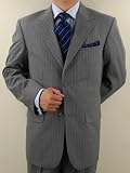 ~Special Offer~New Mario Italian 2 button Men Suits Wool 140s~highest Quality & Best Fit Guaranteed~Gray Stripe