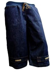 STRAP SHORTS: Signature AA Denim Drawstring Shorts