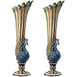 Design Toscano Peacock Bud Vase: Set of Two