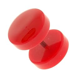 Neon Red Acrylic Fake Plug - 16g - 11mm Stud - Sold as a Pair