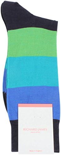 Navy/Royal/Lime Casma Block Stiped Socks by Richard James