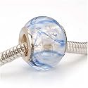 Murano Style Glass Lampwork Bead Fits Pandora Clear Blue Wavy 14mm (1)
