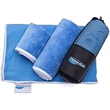 NEW Luxury Microfiber On-the-go Quick Dry Towel By Memorysoft - Bath Size - Includes 2 Freebie Towels & Case - Compact for Travel, Gym, Camping, Pool, Golf, Yoga, Beach, Bath