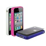 Scoshe High Quality Bump Case for Apple iPhone 4 with Clear Polycarbonate Back Shield ( White/Pink/Blue) 3 Pack