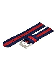 2 Piece 18mm Nylon Buckle - Striped Navy Blue / Red - Nato Ballistic Military Watch Band Strap G-10 Fits All Watches!!!