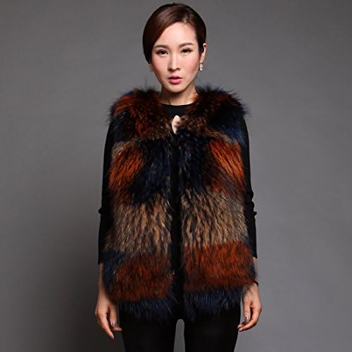 Women's Multicolor Raccoon Fur Vest (Small)