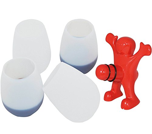 FTLIFE Stemless Unbreakable Shatterproof Silicone Wine Glasses Set of 4 Dishwasher Safe,Funny Wine Stopper Included,Perfect Gift