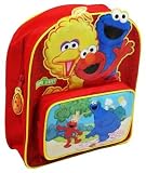 Sesame Street Backpack,front Pocket With Charcter Picture ,shaped Figures Above Pocket,cookie Tag On Zip Fastener, Orange